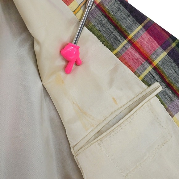 VTG Polo University Club Ralph Lauren Madras Blazer 80s Union Made Plaid Luxe - Picture 8 of 16